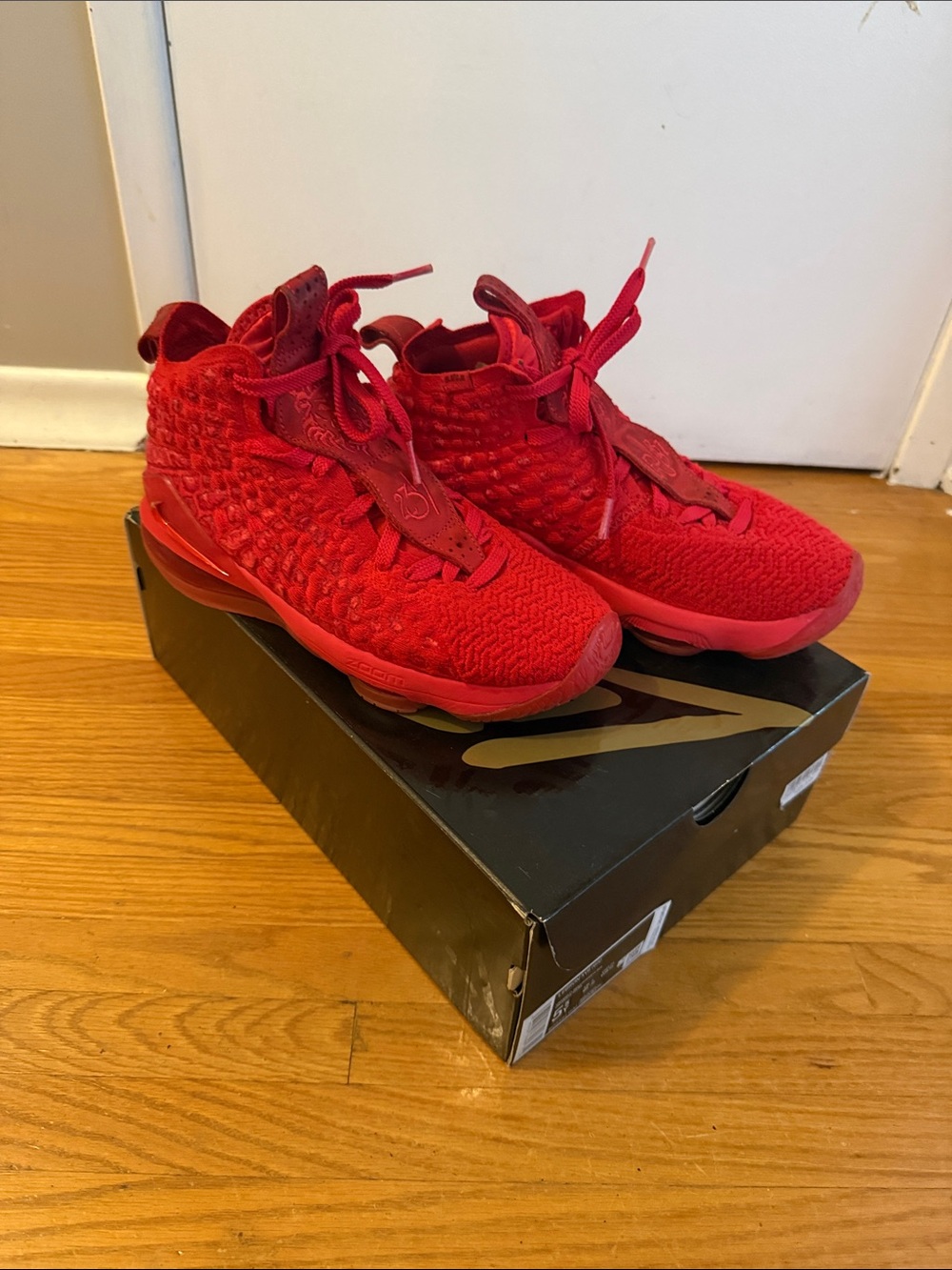 Nike All-Red Knit High-Top Basketball Shoes, LeBron XBII